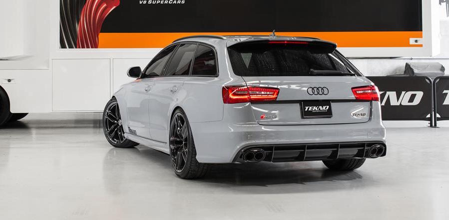 Nardo Grey Audi RS6 with modified exhaust rear photo