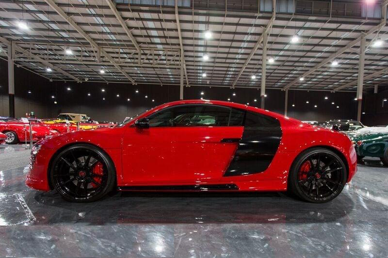 Audi R8 in Red at Gosford Classic Car Museum Side Profile