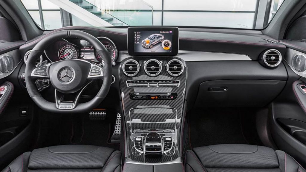 Mercedes-Benz AMG GLC43 Coupe interior with flat bottom steering wheel