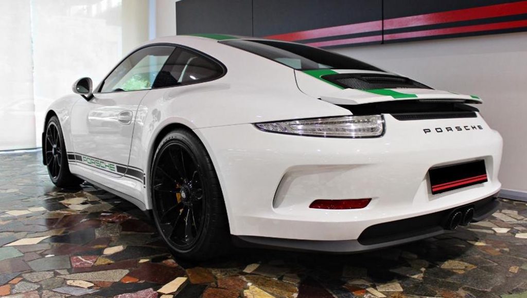 Porsche 911 R White with Green Stripes and Clear LED Tail lights