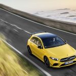 AMG A35 top angle driving mountain road