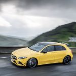 AMG A35 front angle driving mountain road